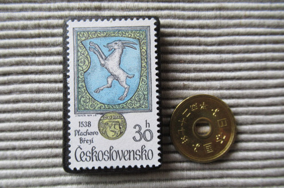 チェコスロバキア　切手ブローチ8206 3枚目の画像