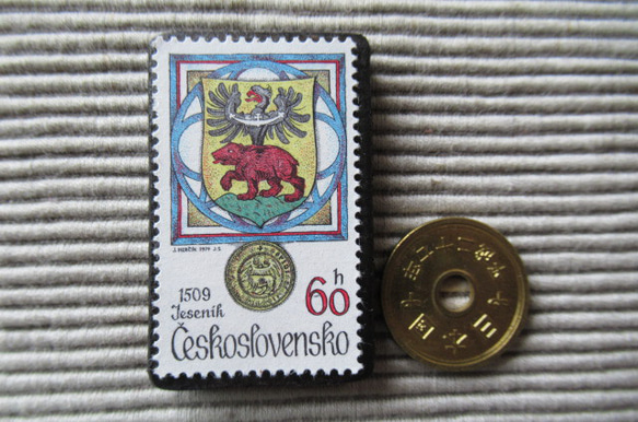 チェコスロバキア　切手ブローチ8207 3枚目の画像