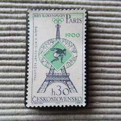 チェコスロバキア　切手ブローチ8208 1枚目の画像