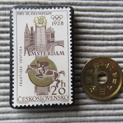 チェコスロバキア　切手ブローチ8209 3枚目の画像