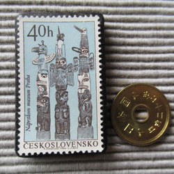 チェコスロバキア　切手ブローチ8210 3枚目の画像