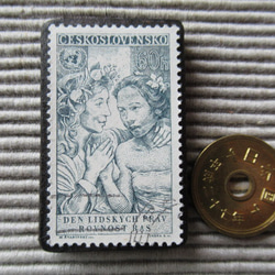 チェコスロバキア　切手ブローチ8214 3枚目の画像