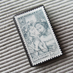 チェコスロバキア　切手ブローチ8214 2枚目の画像