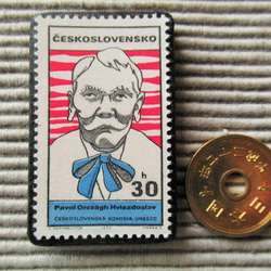 チェコスロバキア　切手ブローチ8216 3枚目の画像
