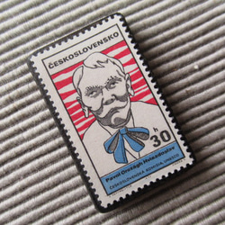 チェコスロバキア　切手ブローチ8216 2枚目の画像
