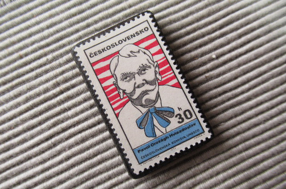 チェコスロバキア　切手ブローチ8216 2枚目の画像