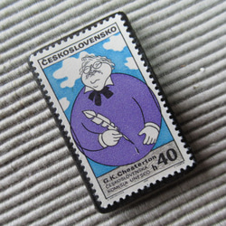 チェコスロバキア　切手ブローチ8217 2枚目の画像