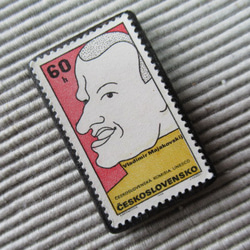 チェコスロバキア　切手ブローチ8219 2枚目の画像