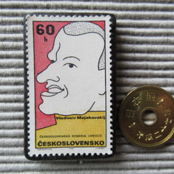 チェコスロバキア　切手ブローチ8219 3枚目の画像