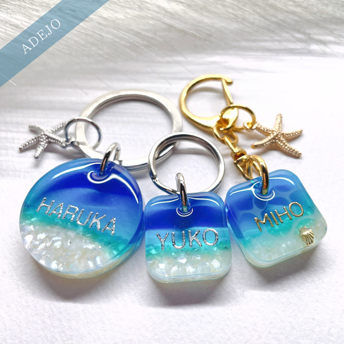 こ様 キーホルダー キーリング チャーム クリスタル ブルー 3D ムーン キーホルダー キーリングチャーム 光る ムーンライト