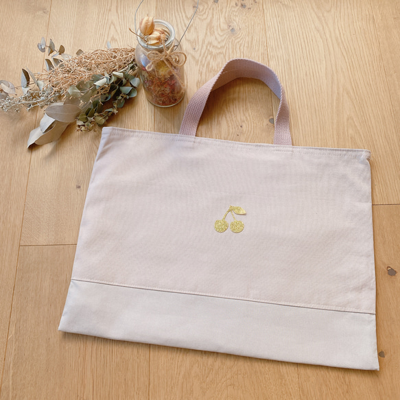レッスンバッグ 女の子 ハンドメイド　さくらんぼ　入園入学 ☆キルトの先生が制作☆ 【送料無料】入園入学 レッスンバッグ