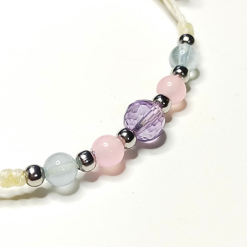 K様＜オーダー品＞天然石コードブレスレット アメジスト他  