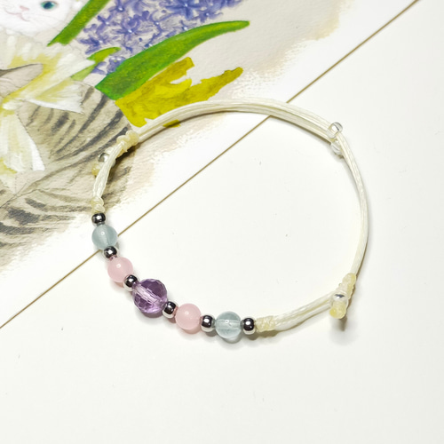 K様＜オーダー品＞天然石コードブレスレット アメジスト他  