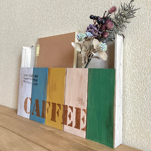 ①ハンドメイド 手作り 壁掛け 木製 レターラック リメイク diy アラ