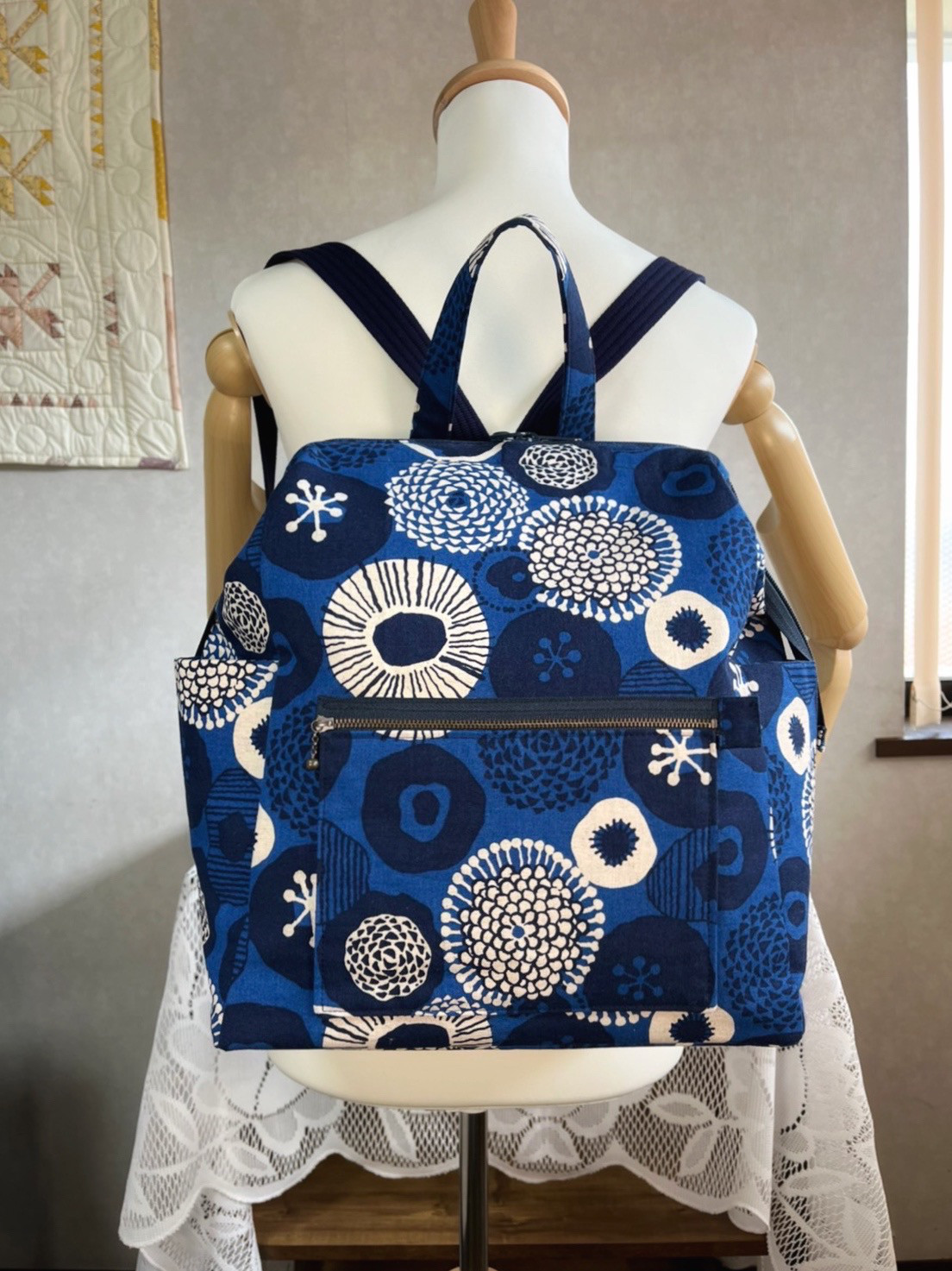 【Creema限定】北欧風スクエアリュック35cm(ピンポンマム)