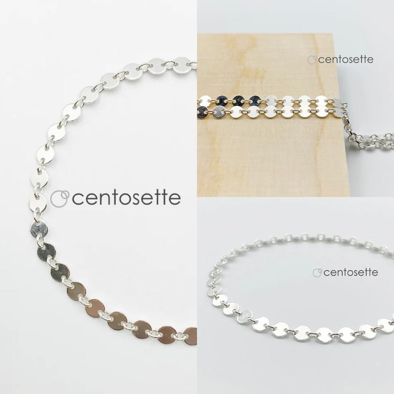 SV925ラウンドディスクブレスレット/チェーン延長可・アジャスター付きへ変更可