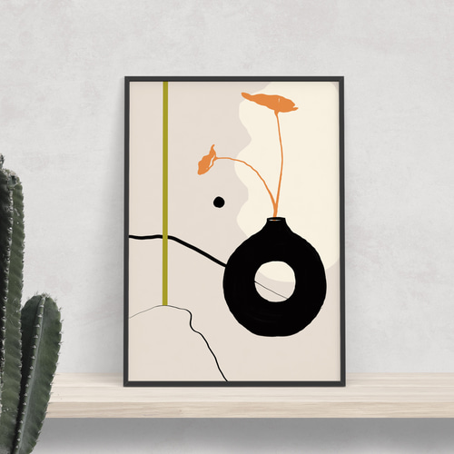 北欧ポスター【花と花瓶07】抽象画 アートでお部屋の模様替えや