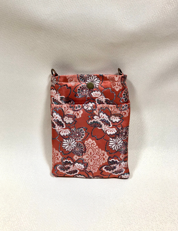 和柄ポシェット・サコッシュ　高級西陣織金襴　桜に百花 5枚目の画像