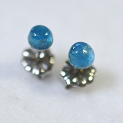 （獨一無二的物品）霓虹藍磷灰石耳釘（4 毫米，鈦柱） 第3張的照片