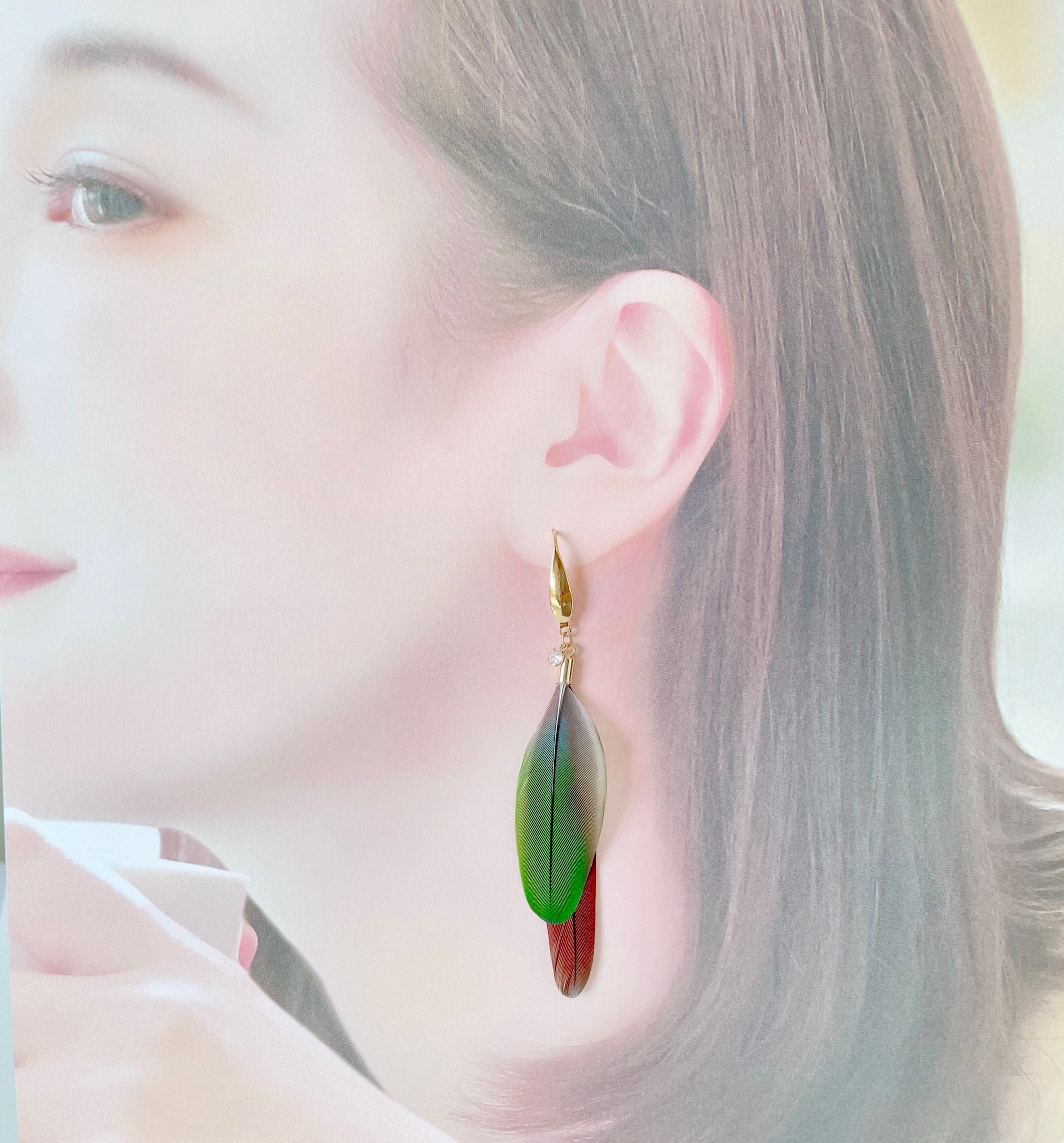 【オーダーメイド】うちの子のフェザーイヤリング／ピアス　※イヤリング、ピアス変更可能です