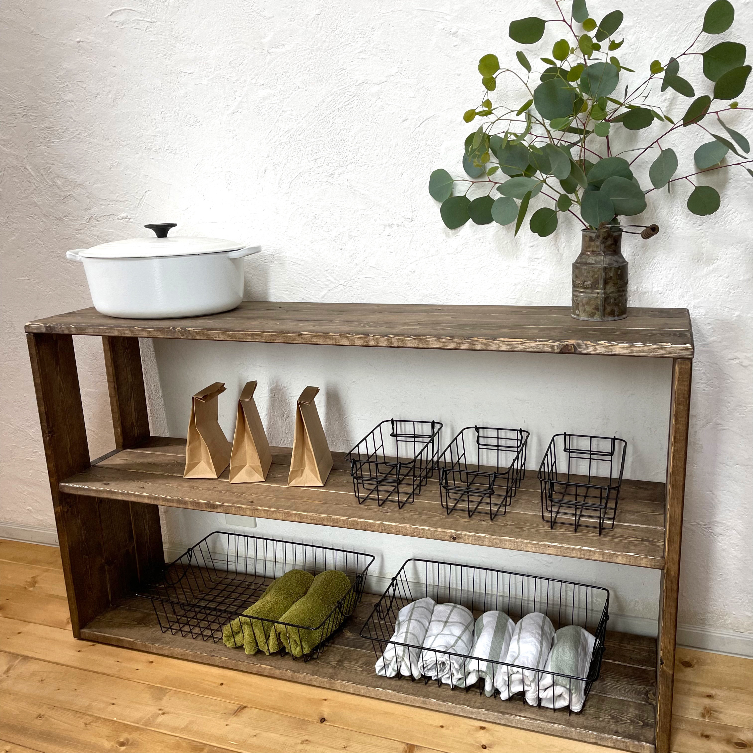 ｈ60ｗ105ｄ26.7　無垢材のシンプルなラック　キッチンラック/収納/テレビ台や食器棚