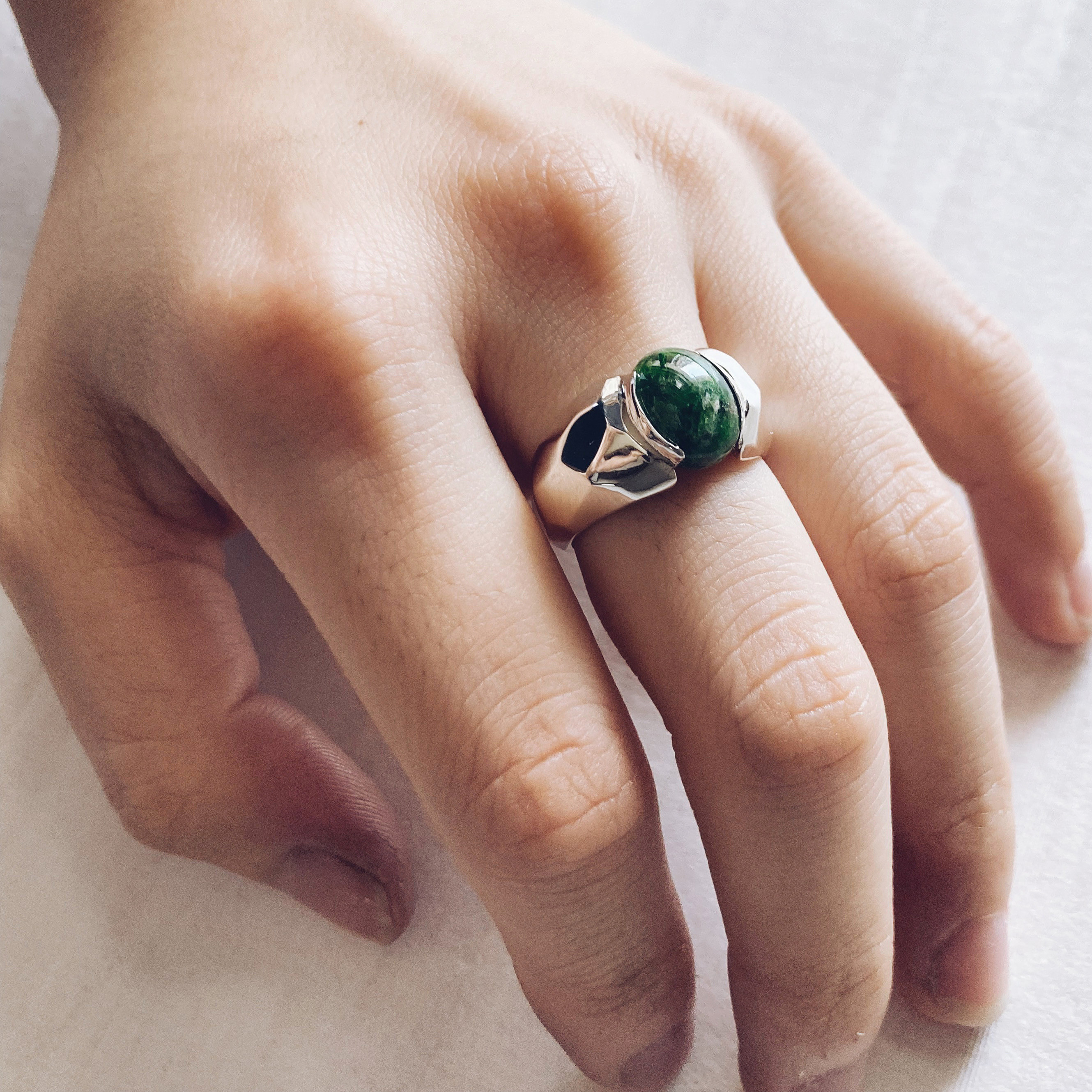 rocky ring【silver925】クロムダイオプサイト　天然石　大ぶりリング　シルバー925 シルバー