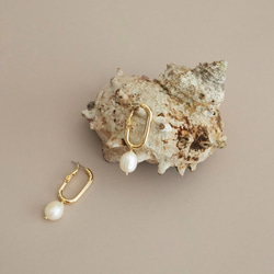 淡水巴洛克珍珠圈方形耳環珍珠春季新生活新年休閒辦公 第2張的照片