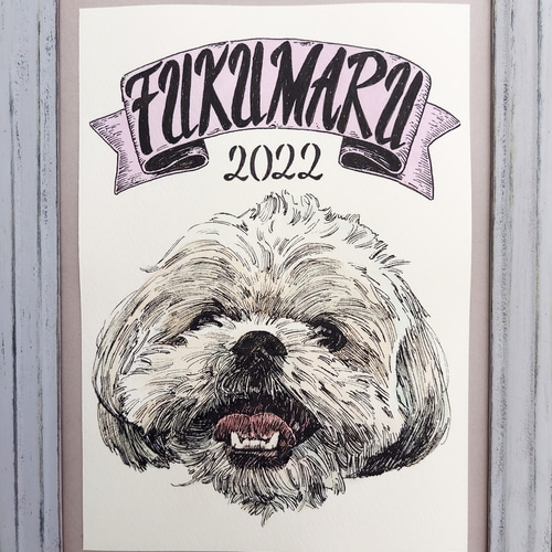 フレーム(額)付き♪ 犬の似顔絵 描きます♪︎ 愛犬をアートに♪︎ ペン 