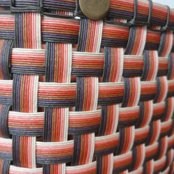 《クラフトバンド》レザー持ち手の四つ目編みハンドバッグ 5枚目の画像