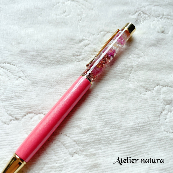 【華やかピンクのオルゴナイトボールペン】愛に満ちた石ピンクトルマリン 3枚目の画像