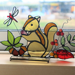 ステンドグラス・りすのサンキャッチャー(受注制作) サンキャッチャー