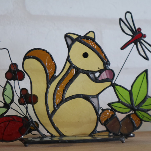 ステンドグラス・りすのサンキャッチャー(受注制作) サンキャッチャー