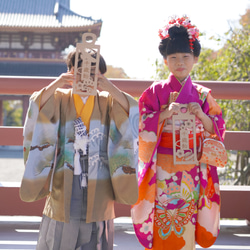 【木製　七五三　千歳飴プレート　鶴Ver.】七五三撮影　七五三参り　千歳飴　おうちスタジオ　撮影小物　753 ガーランド 5枚目の画像