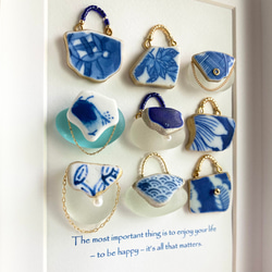 青いバッグ・シーグラスアート・インテリア小物・置物・壁かけ 4枚目の画像