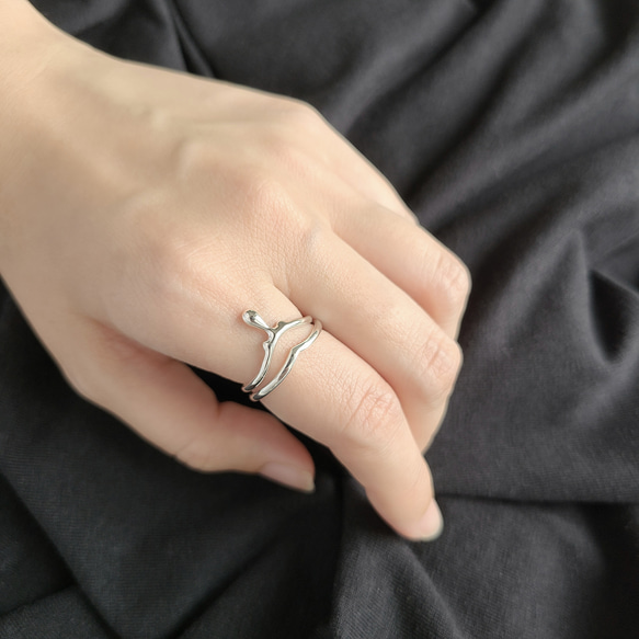 【Outfit SET】V RING × "about to fall" Drop RING /SV925 ≪送料無料≫ 7枚目の画像