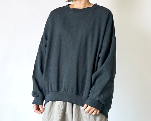 刺し子織ラウンドトレーナー/ブラック/三河木綿 スウェット