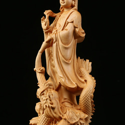 御龍観音 精密細工 木彫仏教 仏師で仕上げ品 彫刻工芸品  5枚目の画像