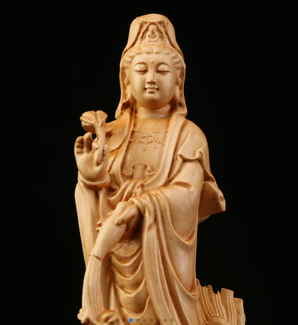 御龍観音 精密細工 木彫仏教 仏師で仕上げ品 彫刻工芸品  1枚目の画像