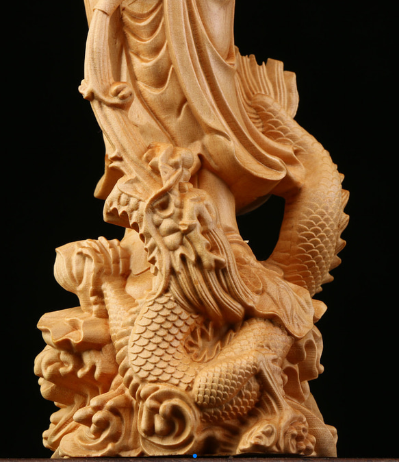 御龍観音 精密細工 木彫仏教 仏師で仕上げ品 彫刻工芸品  8枚目の画像