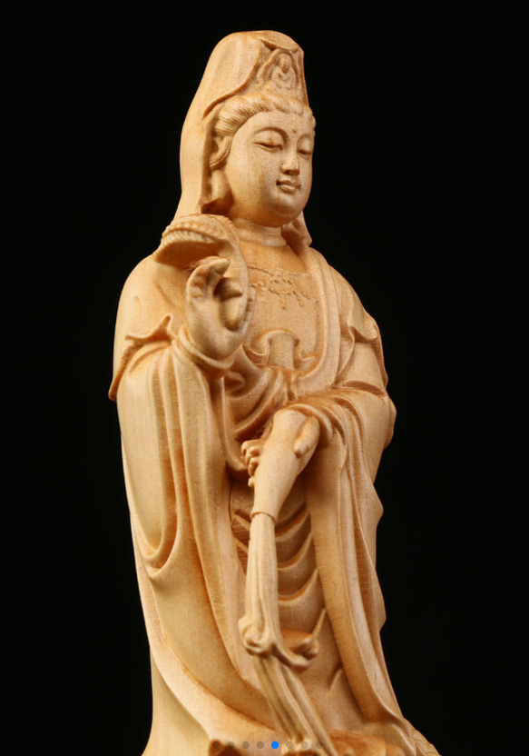 御龍観音 精密細工 木彫仏教 仏師で仕上げ品 彫刻工芸品  2枚目の画像