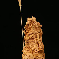 忠義関公 木の手彫り極上品  精密細工 木彫仏教 4枚目の画像