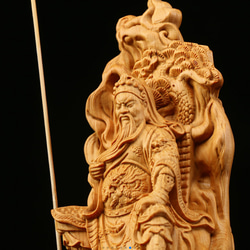 忠義関公 木の手彫り極上品  精密細工 木彫仏教 5枚目の画像