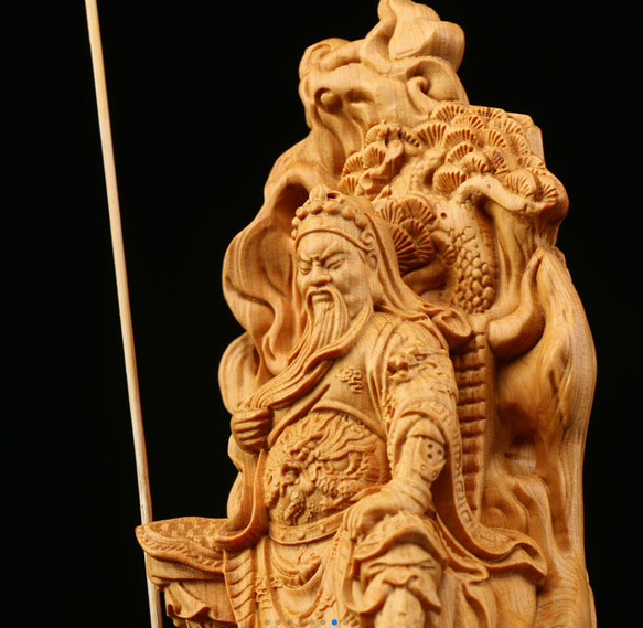 忠義関公 木の手彫り極上品  精密細工 木彫仏教 5枚目の画像