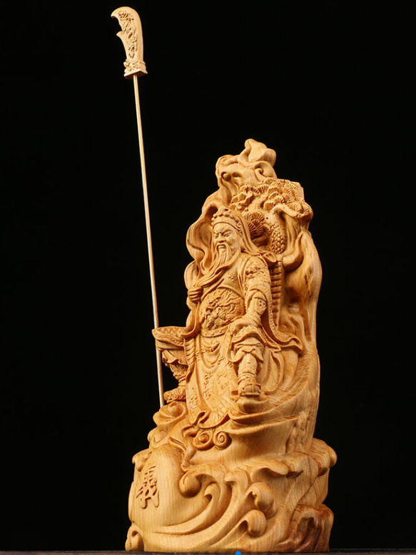 忠義関公 木の手彫り極上品  精密細工 木彫仏教 8枚目の画像