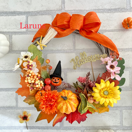 オレンジとブルーリボンのクリスマスリース♡ オレンジとブルーリボンのクリスマスリース♡