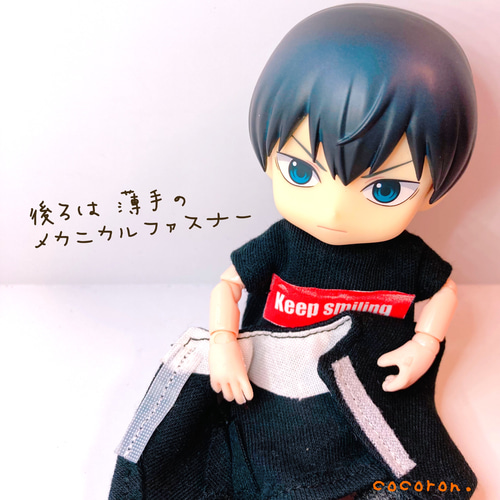 プリントTシャツ】黒 keep smiling ねんどろいどどーる オビツ11