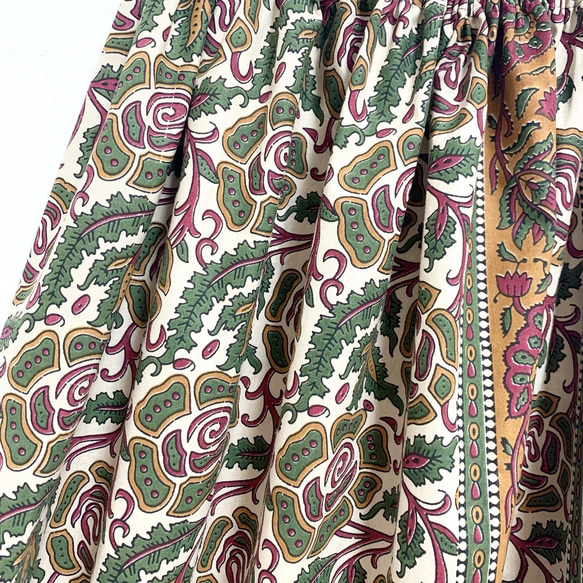 【大人気！】インド綿ギャザースカート マスタード 5枚目の画像