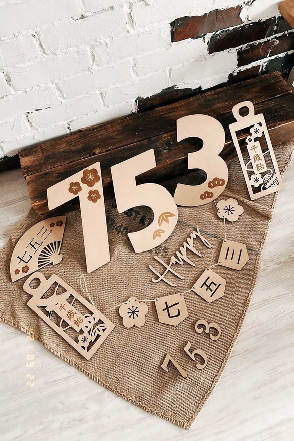 【木製　七五三　ガーランド　】七五三撮影　七五三参り　千歳飴　おうちスタジオ　撮影小物　753 初節句　レターバナー 7枚目の画像