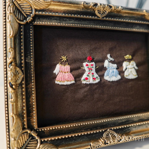 バレエ衣装 フローラの目覚めより パ・ド・カトル 手刺繍写真立て 絵画