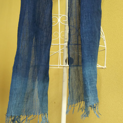 伝統の正藍染(発酵藍染) オーガニックヘンプ&コットン　ストール 5枚目の画像
